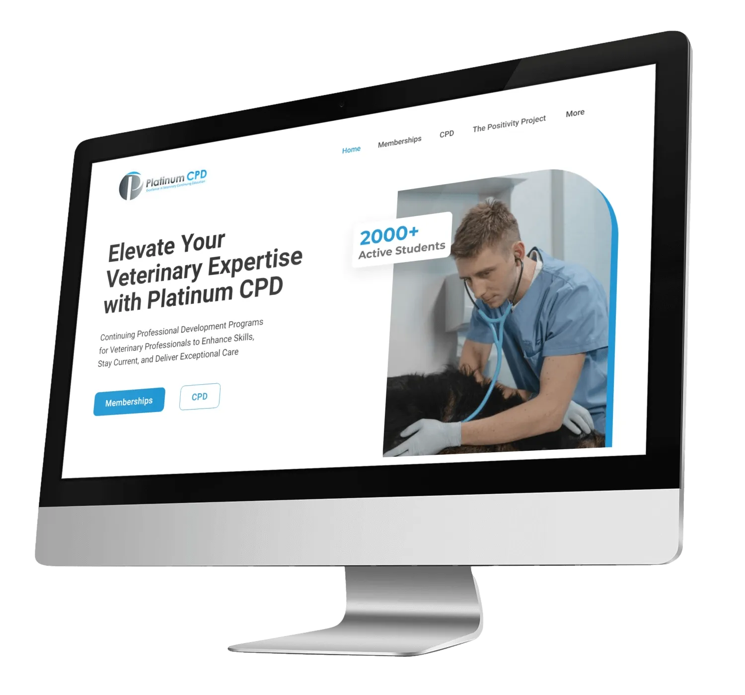 An apple computer mockup of PlatinumCPD's website