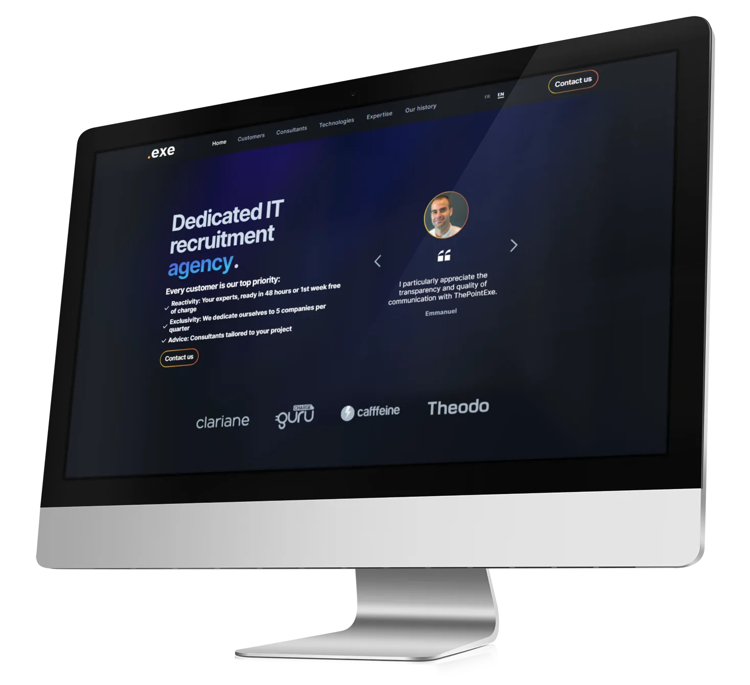 Mockup showing The Point Exe Website on an imac